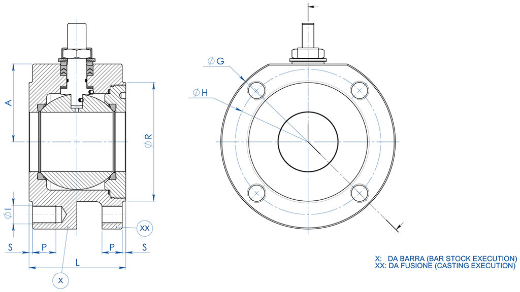 MAGNUM Wafer 碳钢球阀 PN 16-40 ANSI 150-300 - 尺寸 - 