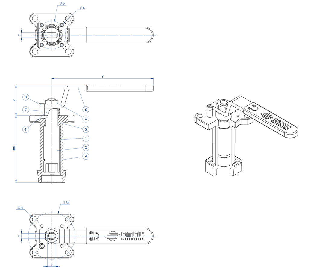 THOR分体式不锈钢球阀 ANSI 150-300 小通径 - 附件 - 手柄专用外杆延长套